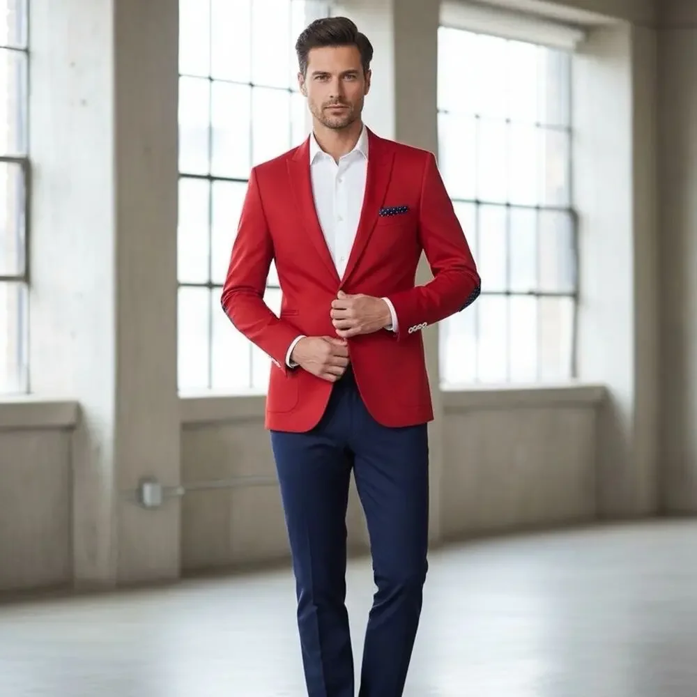 NWT Paisley & Gray Red Slim Fit Blazer Suit Jacket Elbow Patch Modern Preppy 38R